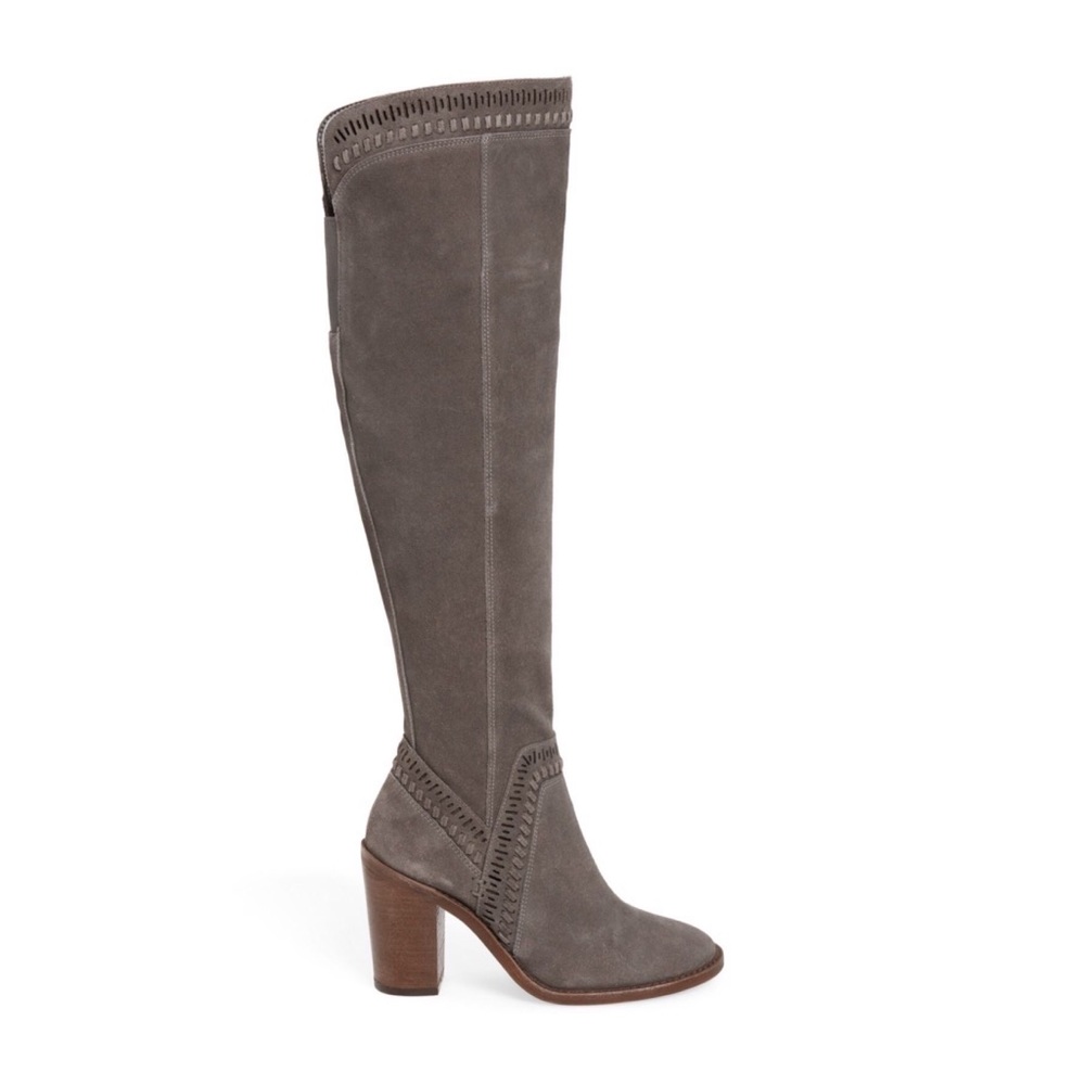 VINCE CAMUTO | Madolee Over the Knee Suede Leather Boots in Taupe